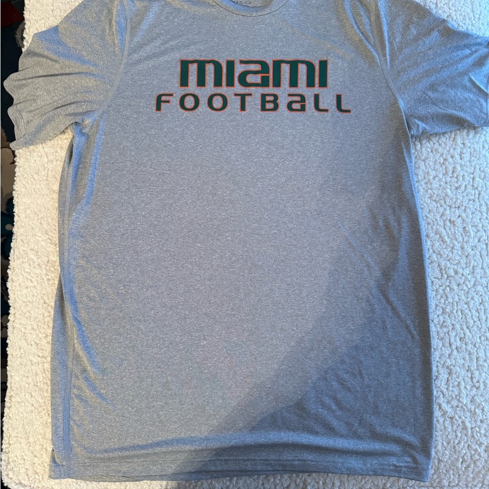 Miami Hurricanes Authentic Adidas Gray Miami Football Tee